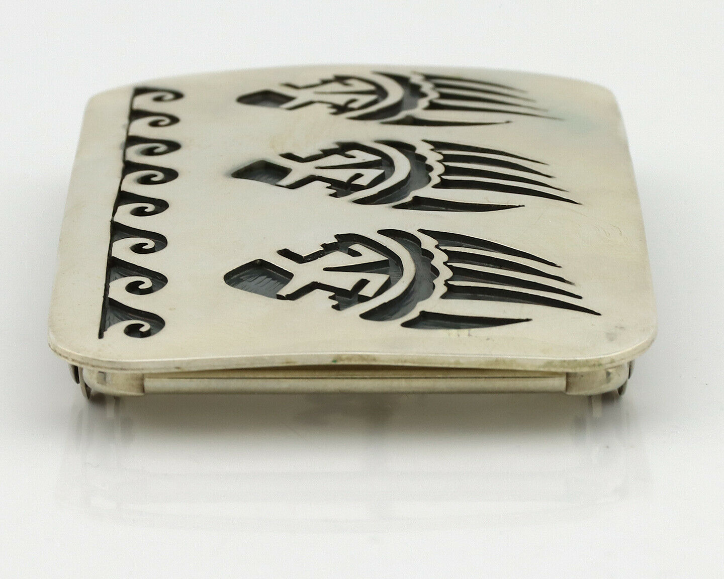 Navajo Badger Paw Belt Buckle .925 Silver Handmade Artist Signed SC C.1980's