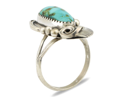 Navajo Ring 925 Silver Blue Gem Turquoise Artist Signed Morris C.80's
