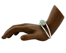 Navajo Bracelet .925 Silver Turquoise Mountain Signed Calvin Peterson C.80's