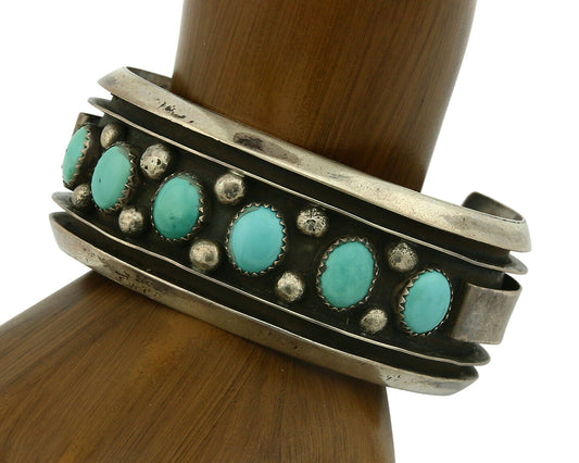 Navajo Bracelet .925 Silver Southwest Turquoise Cuff Artist Native C.80's