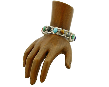 Women's Navajo Gemstone Bracelet .925 Silver Handmade Cuff C.1980's
