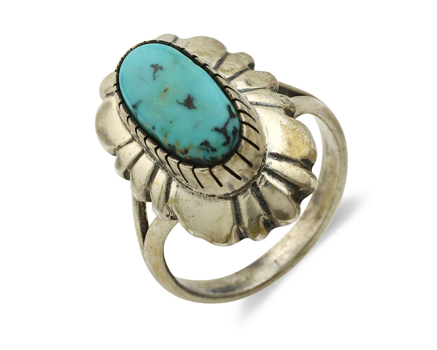 Navajo Ring .925 Silver Arizona Turquoise Signed M Montoya C.80's