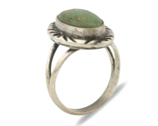 Navajo Ring .925 Silver Natural Mined Turquoise Native Artist Signed C.80's