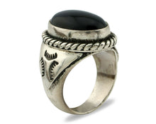 Navajo Ring .925 Silver Handmade Black Onyx Artist Signed Apache C.80's