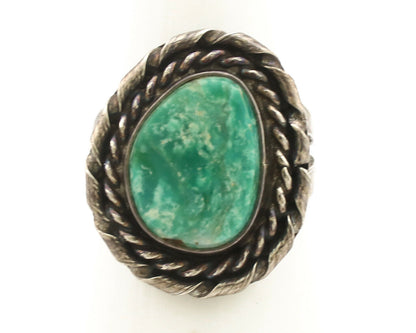 Navajo Ring .925 Silver Green Turquoise Native Artist C.1980's