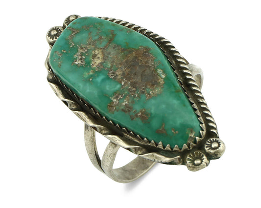 Navajo Ring .925 Silver Natural Aqua Turquoise Signed James Martin C.80's