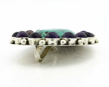 Navajo Pendant .925 Silver Turquoise & Amethyst Signed Artist Lee Bennett C.80's