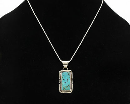 Navajo Necklace .925 Silver Kingman Turquoise Signed AB C.1980's