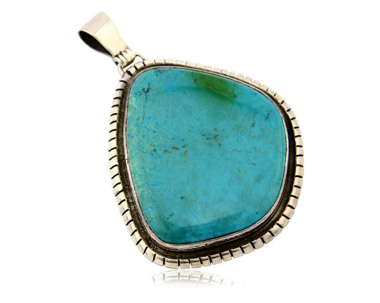 Navajo Pendant .925 Silver Kingman Turquoise Artist Signed Tipi C.80's