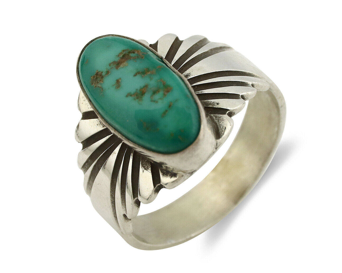 Navajo Ring .925 Silver Royston Turquoise Artist Signed Apache C.80's