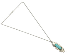 Navajo Handmade Necklace 925 Silver Natural Blue Turquoise Native Artist C.80's