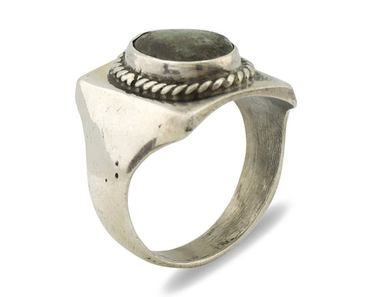 Navajo Ring .925 Silver Green Turquoise Handmade Native American Artist C.1980s