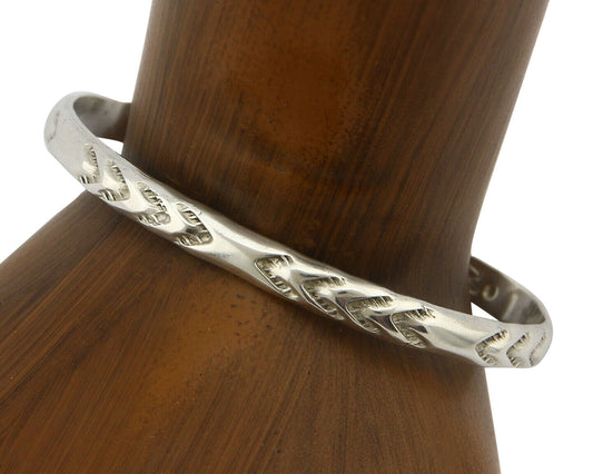 Navajo Bracelet .925 Silver Hand Stamped Arrow Head Artist Montoya C.80's