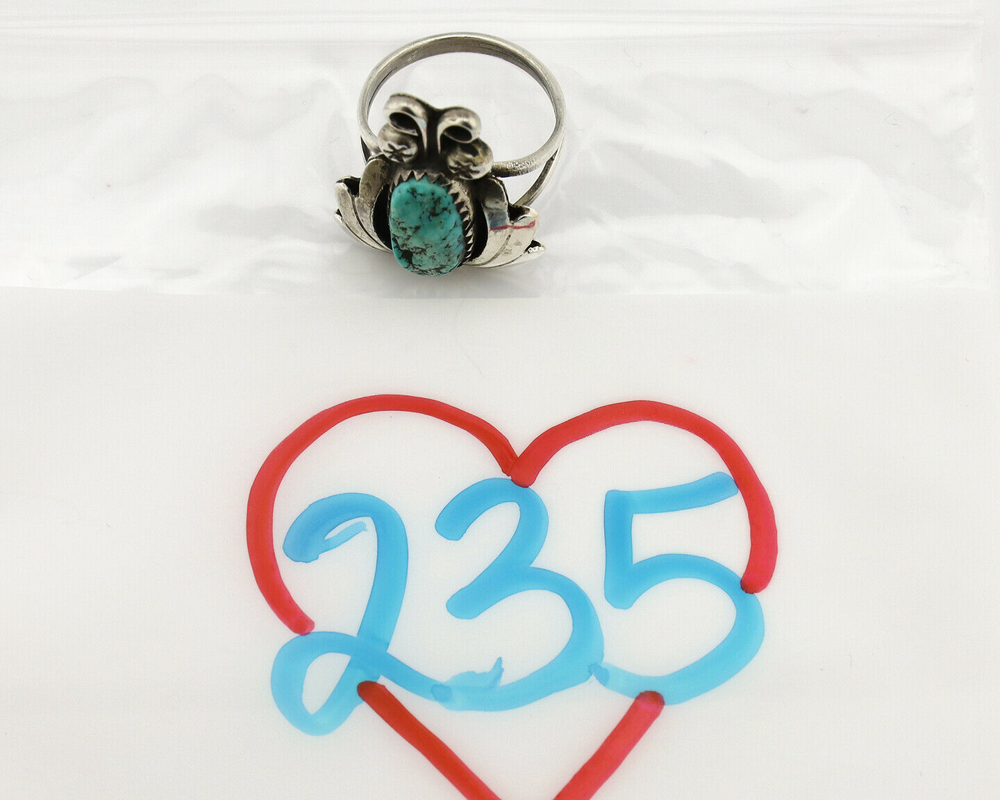 Navajo Ring .925 Silver Sleeping Beauty Turquoise Native Artist C.1980's