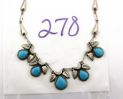 Women's Turquoise Necklace .925 Silver Taxo Mexico Signed GCOI Circa 1980's