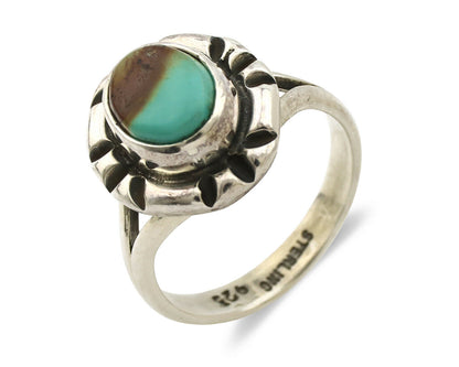 Navajo Ring .925 Silver Kingman Turquoise Artist Signed Gecko C.90's