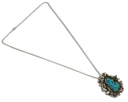 Navajo Necklace 925 Silver Blue Turquoise Native American Artist Signed C.80's