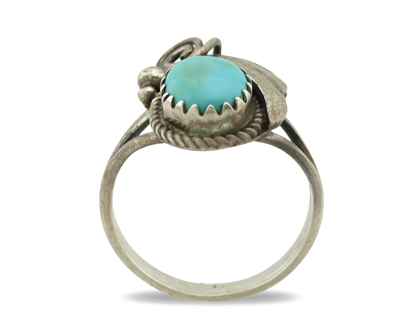 Navajo Ring .925 Silver Kingman Turquoise Native American Artist C.80's