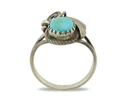 Navajo Ring .925 Silver Kingman Turquoise Native American Artist C.80's