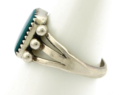 Navajo Ring .925 Silver Blue Gem Turquoise Native American Artist C80s