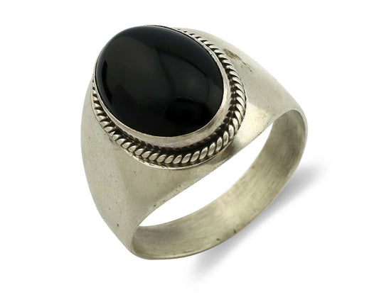 Navajo Ring .925 Silver Handmade Black Onyx Native American Artist C.80's