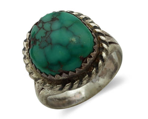 Navajo Ring 925 Silver Spiderweb Turquoise Signed Henry Morgan C.80's