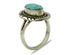 Navajo Ring 925 Silver Blue Spiderweb Turquoise Native American Artist C.80's