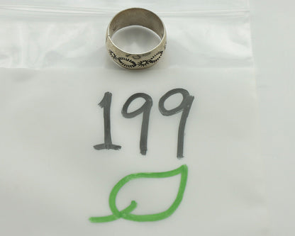 Navajo Ring 925 Silver Artist Signed BU Hand Stamped C.80's