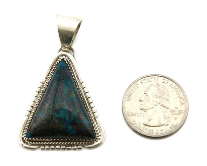 Navajo Pendant .925 Silver Diamond Turquoise Signed Artist A C.80's