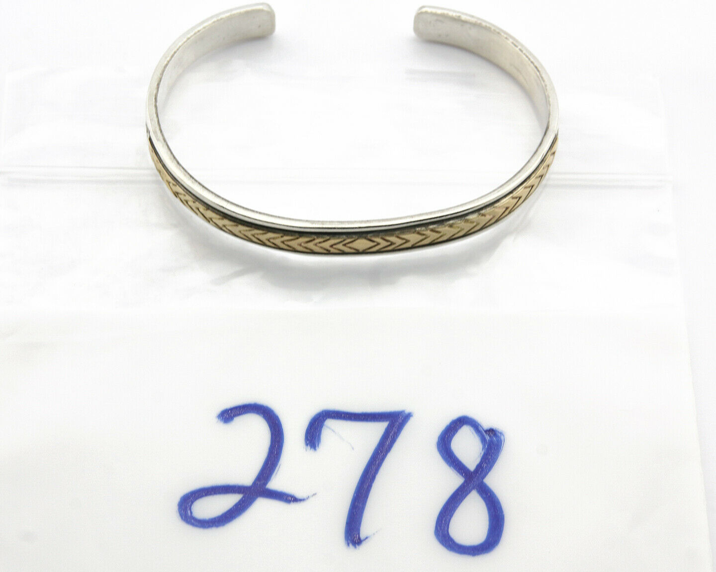 Navajo Pictograph Bracelet .925 Silver & 14k Solid Gold Artist Signed D C.80's