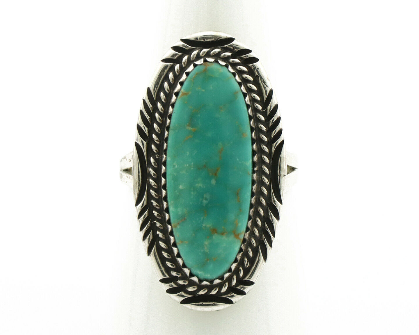 Navajo Ring .925 Silver Kingman Turquoise Native American Artist C.80's