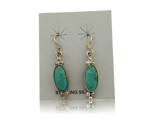 Navajo Earrings 925 Silver Blue Gem Turquoise Native American Artist C.80's