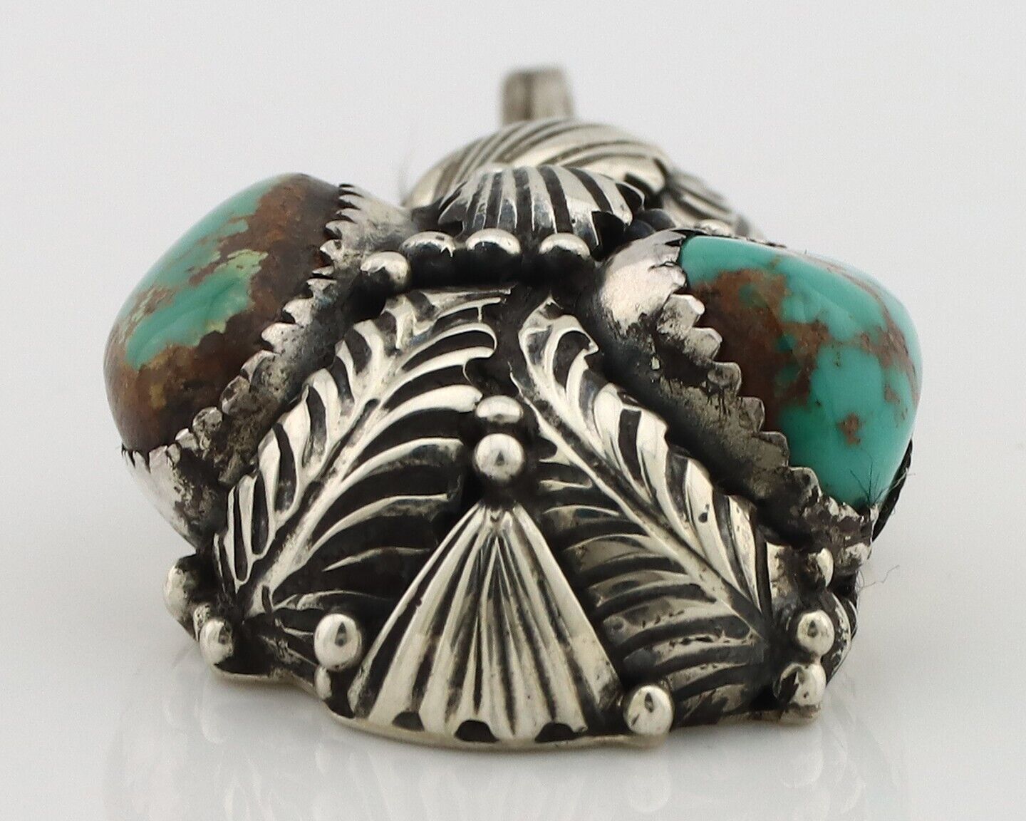 Navajo Pendant 925 Silver Natural Mined High Grade Turquoise Signed Tom Willeto