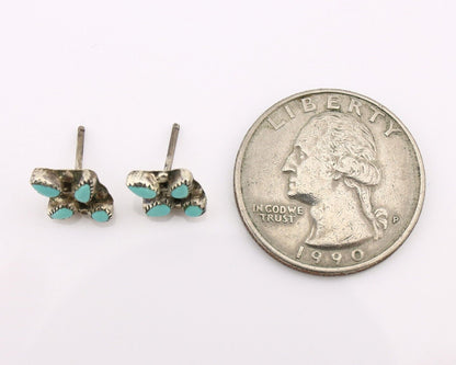 Zuni Earrings 925 Silver Sleeping Beauty Turquoise Native American Artist C.80's