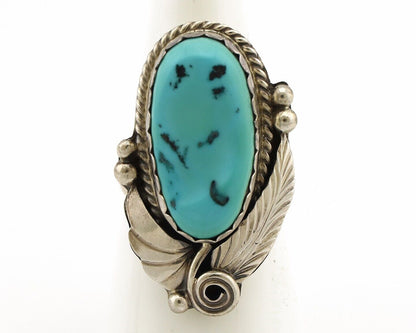 Navajo Ring 925 Silver Sleeping Beauty Turquoise Signed Justin Morris C.80's