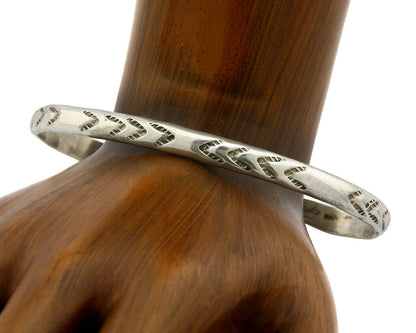 Navajo Bracelet .925 Silver Hand Stamped Arrow Head Artist Signed Montoya C.80's