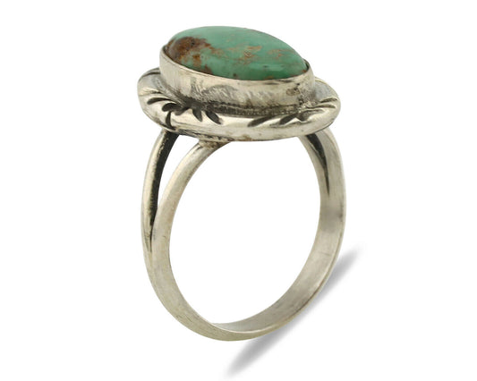 Navajo Ring .925 Silver Kingman Turquoise Native Artist Signed C.80's