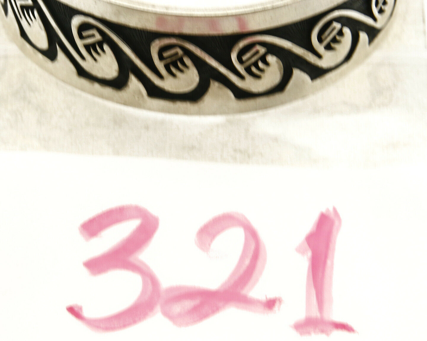 Hopi Bracelet .925 Silver Handmade Overlay Pattern Cuff Signed Rain Cloud