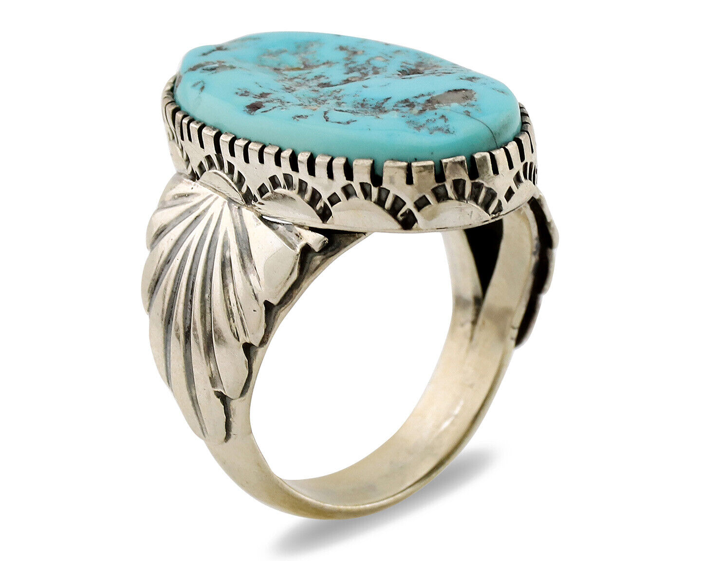 Navajo Ring .925 Silver Sleeping Beauty Turquoise Artist Signed DK C.80's