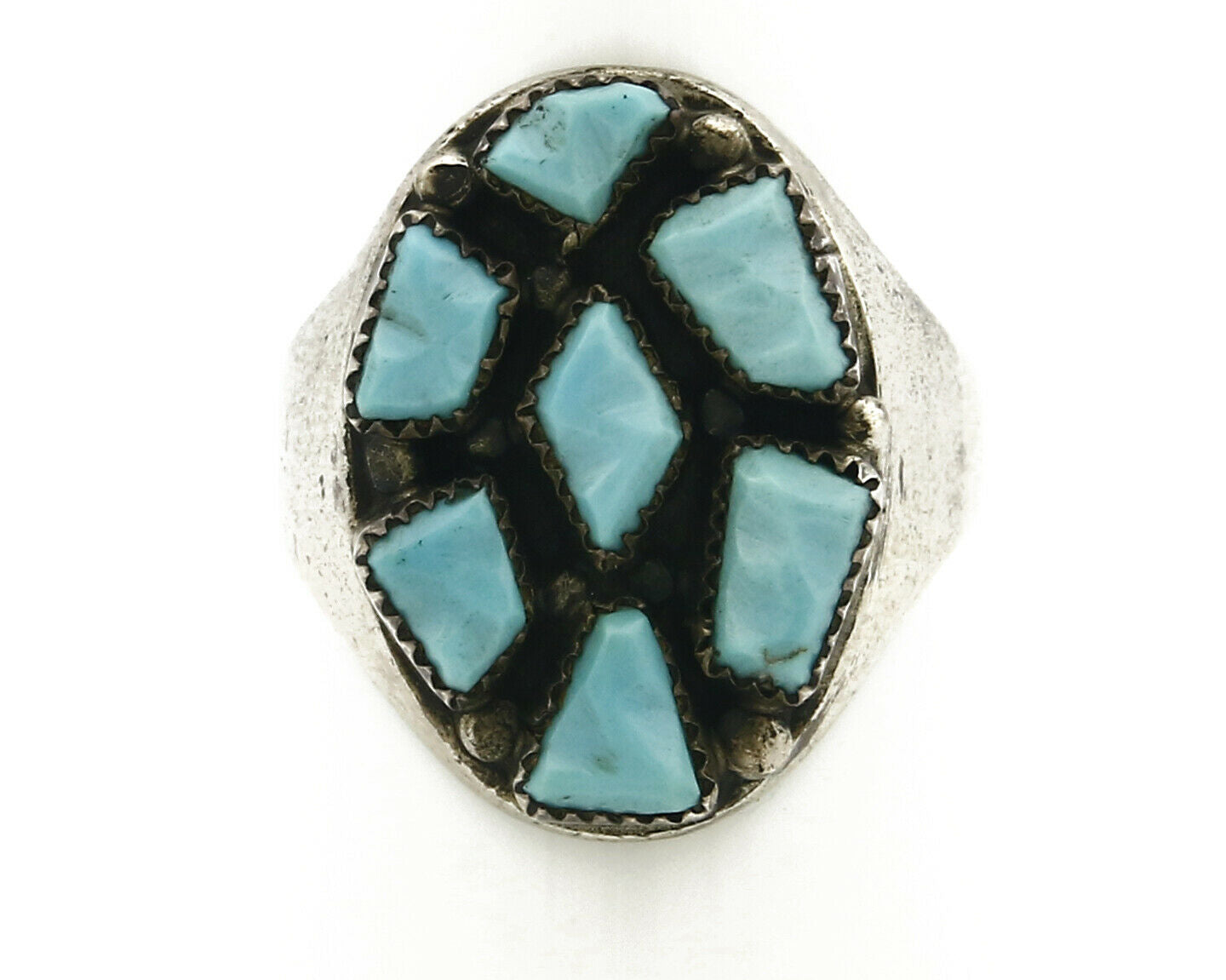 ZUNI Ring .925 SOLID Silver Sleeping Beauty Turquoise LEEKITY C.1980's