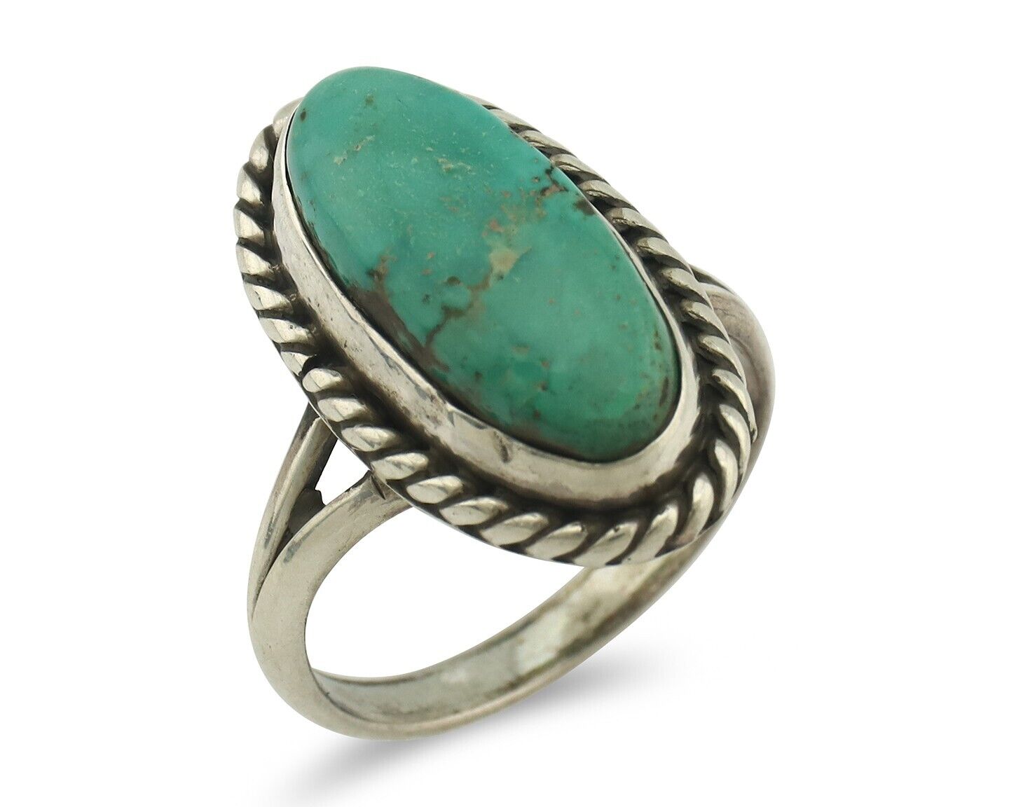 Navajo Ring 925 Silver Natural Blue Kingman Turquoise M Montoya C.80's