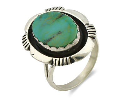 Navajo Ring .925 Silver Kingman Turquoise Artist Signed M Nez C80s