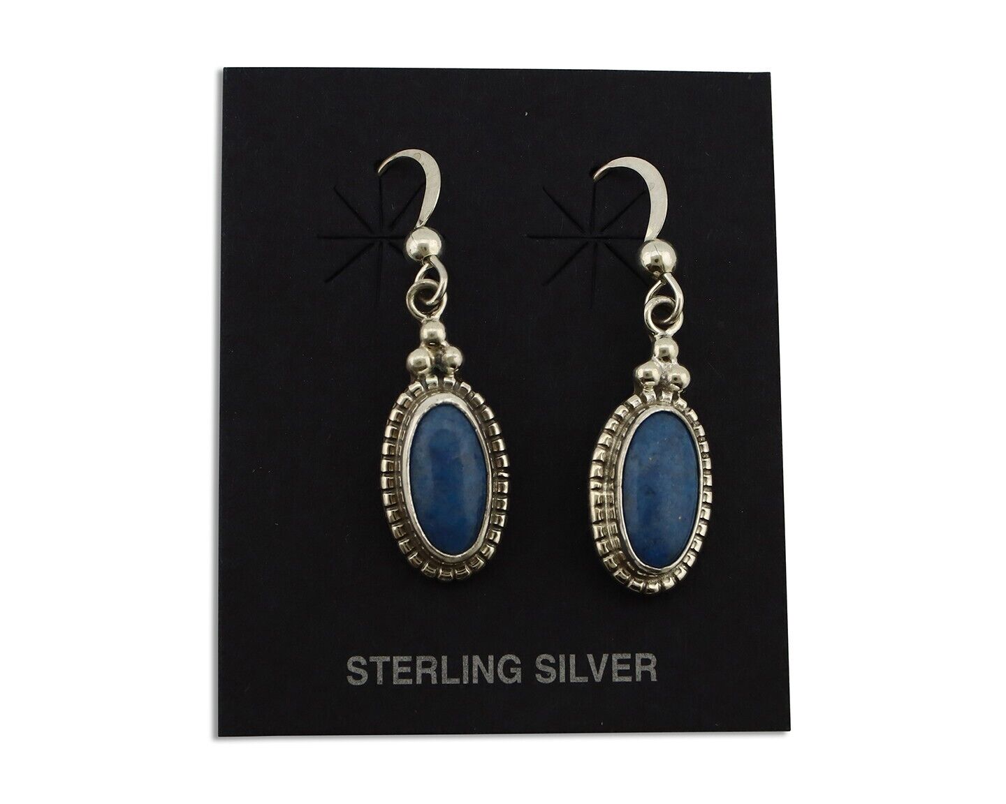 Navajo Earrings 925 Silver Natural Royal Blue Lapis Native American Artist C90s