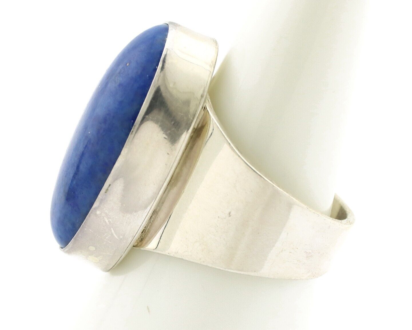 Navajo Ring 925 Silver Natural Lapis Artist Signed Wilbur Musket Jr C.80's