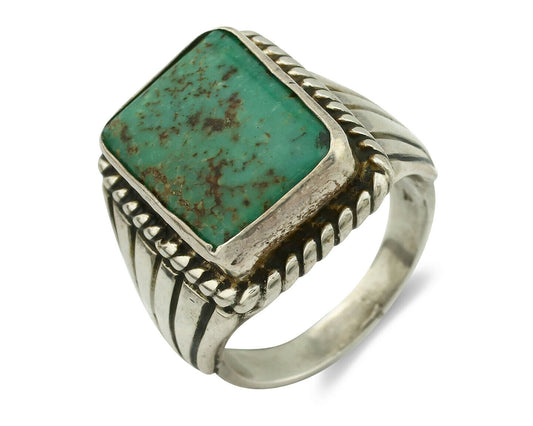 Navajo Ring .925 Silver Cripple Creek Turquoise Artist Signed Montoya C.80's