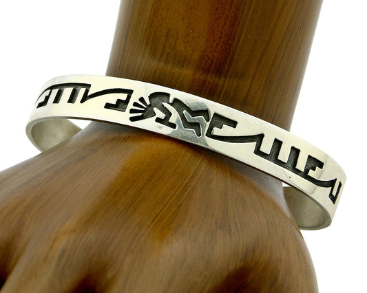 Navajo Bracelet Overlay Design .925 SOLID Sterling Silver Signed Artist SC C.80s