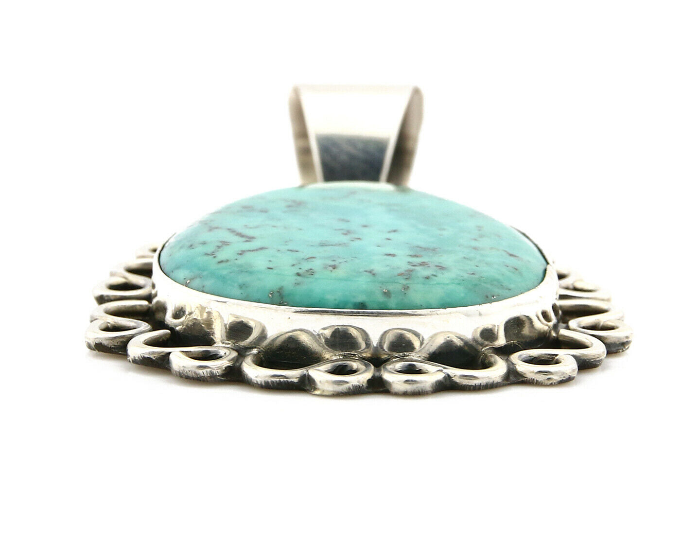 Navajo Pendant .925 Silver Morenci Turquoise Native American C.80's