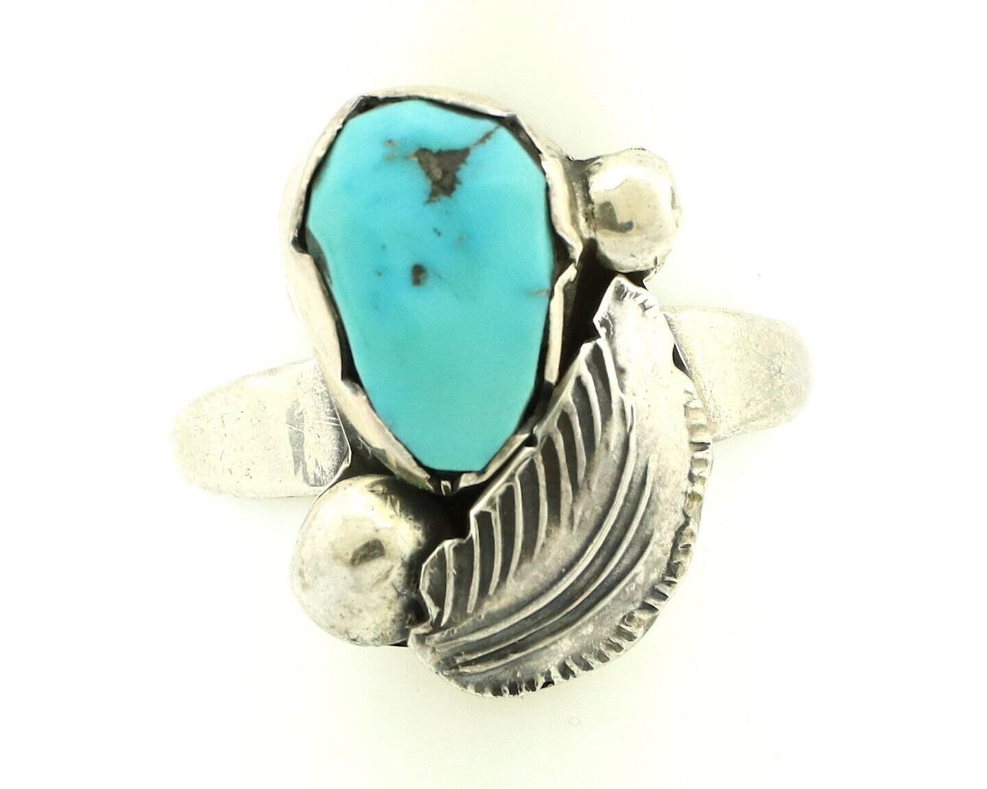 Zuni Ring 925 Silver Natural Blue Turquoise Artist Signed Simplicio C.80's