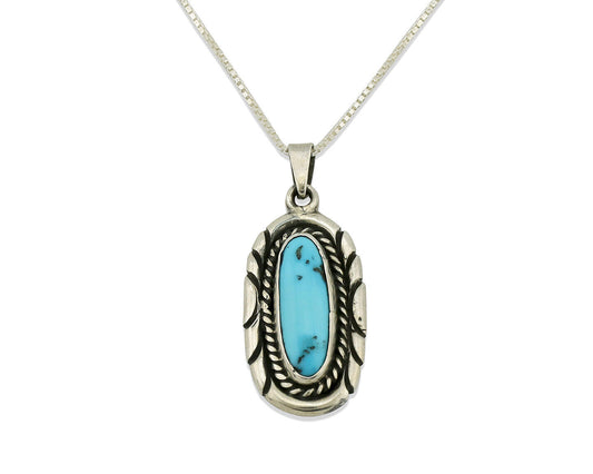 Navajo Necklace 925 Silver Sleeping Beauty Turquoise Signed M Montoya C.80's