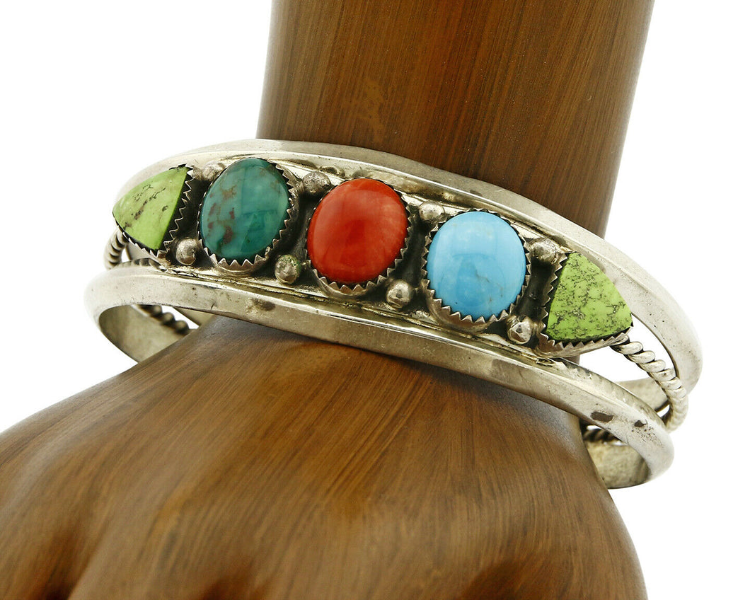Women's Gemstone Bracelet .925 Silver Signed C Jones Cuff C.80's
